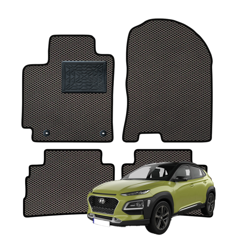 Hyundai Kona 2017–2023 (Benzinas/Dyzelis) polimeriniai EVA kilimėliai